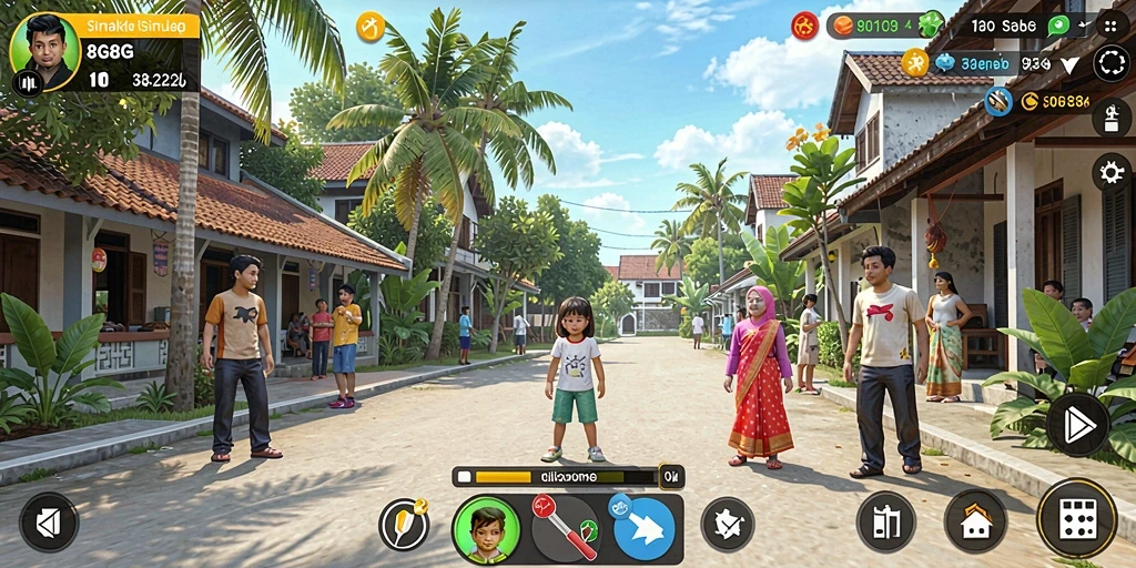 Tangkapan layar dari gameplay 8G8G yang menunjukkan interaksi dan simulasi kehidupan.