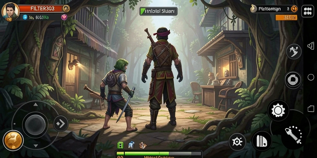 Tangkapan layar gameplay FILTER303 yang menunjukkan petualangan mendebarkan dalam dunia luas.