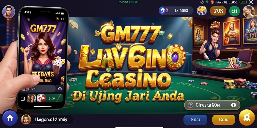 Screenshot gameplay GM777 yang menampilkan suasana Live Casino yang mendebarkan.
