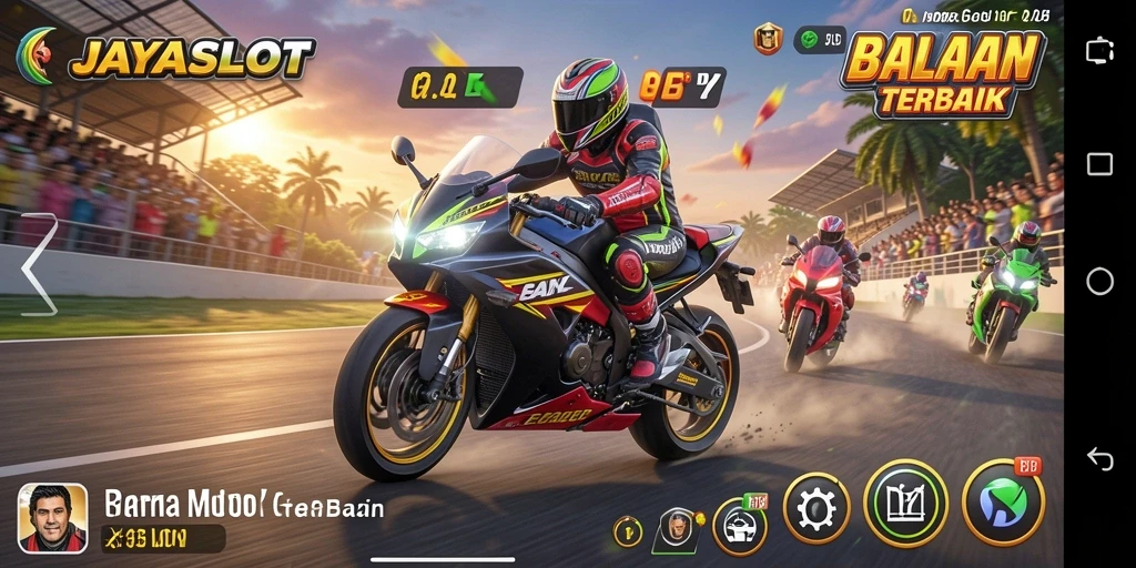 Tampilan menarik gameplay JAYASLOT dengan berbagai balapan motor.