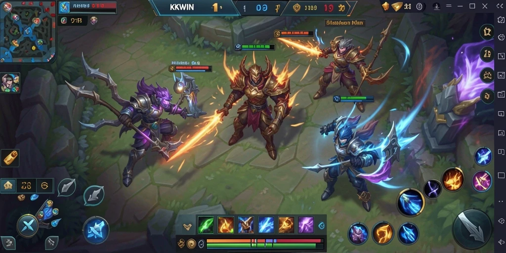 Tampilan gameplay KKWIN yang seru dan menarik di arena MOBA.