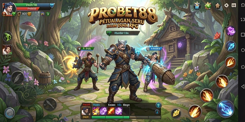 Tangkapan layar gameplay <strong>PROBET88</strong> menunjukkan pertarungan seru dan eksplorasi dunia yang menakjubkan.