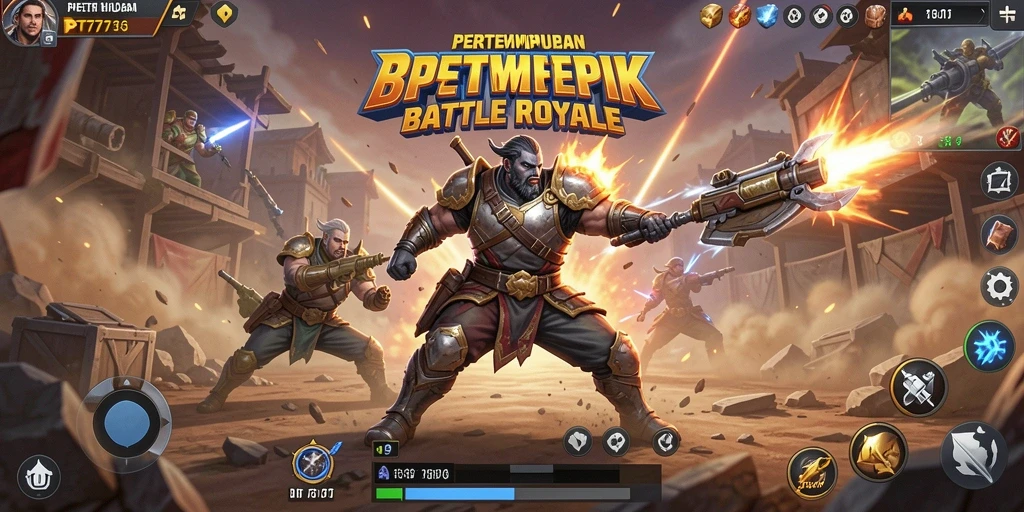 Tampilan dinamis gameplay PT777 dalam pertempuran Battle Royale.