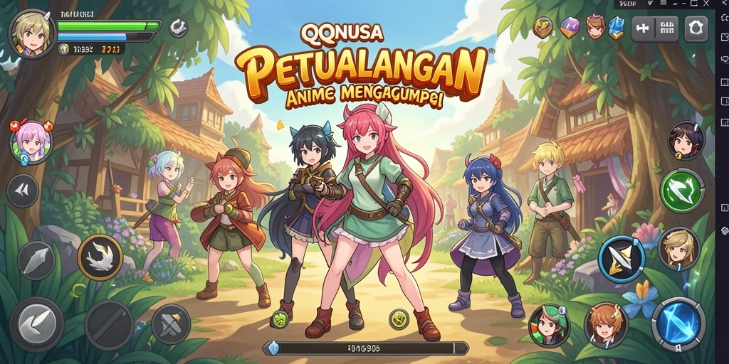 Screenshot dari gameplay QQNUSA yang kaya akan visual anime.