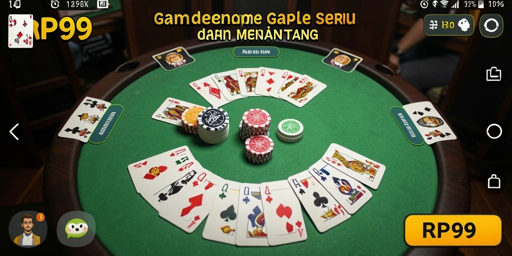 Tampilan gameplay seru dan interaktif dari RP99 yang menampilkan Gaple.