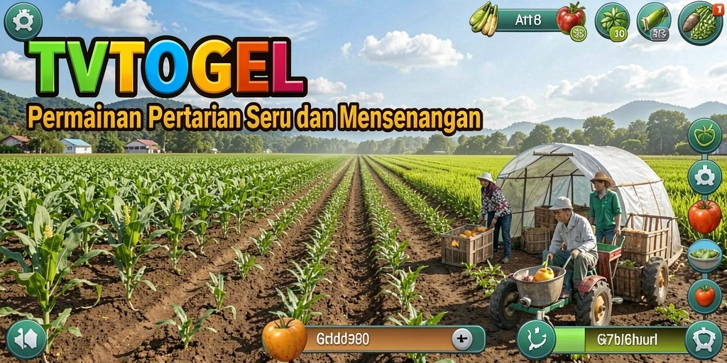 Screenshot utama TVTOGEL menampilkan gameplay bertani yang menyenangkan.