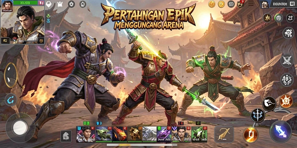Tampilan gameplay X88 yang intens dan mendebarkan dalam pertarungan.